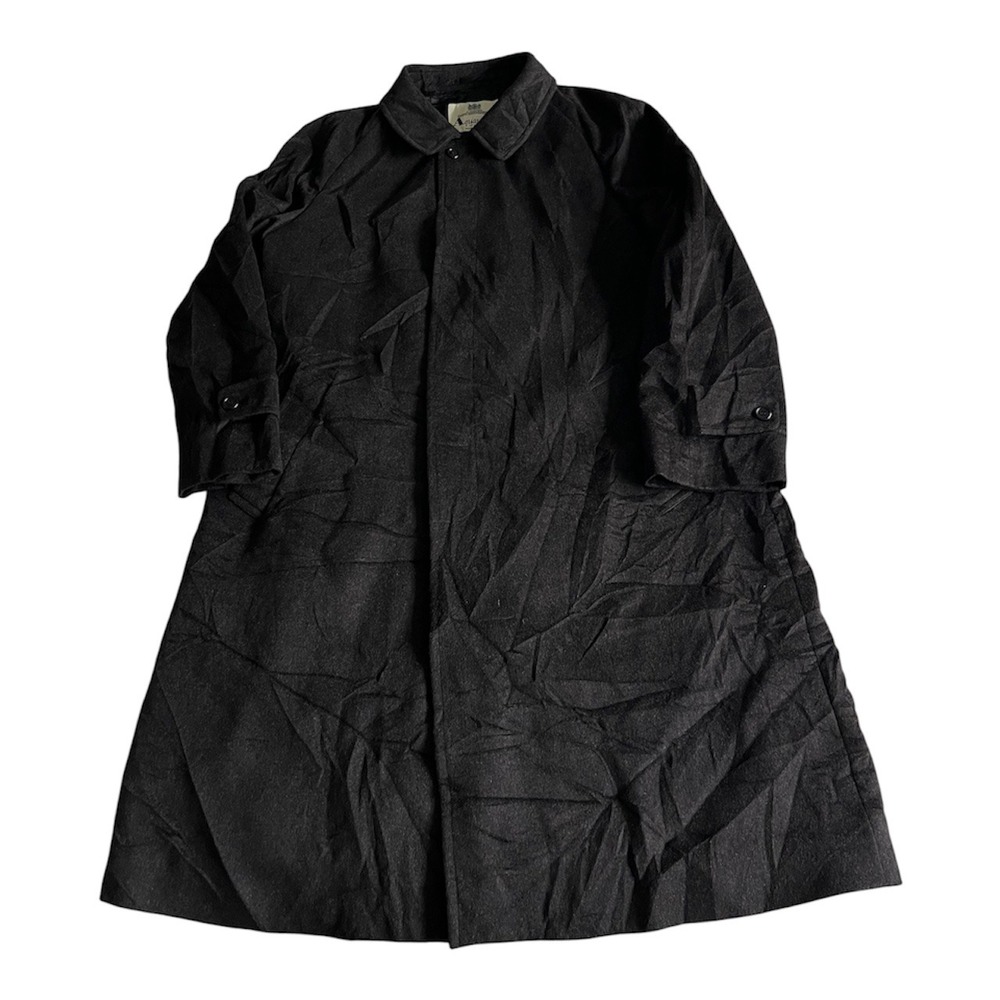 Vintage Men's Aquascutum England Wool Charcoal Grey Trench Coat Size 42SHT